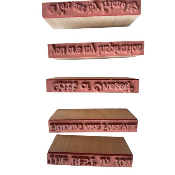 Wood Rubber Stamps Sentiments Friendship Quotes Sayings Laugh Friend Lot of 7 - Picture 7 of 8